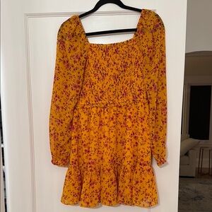 Floral Yellow Dress with Long Sleeves